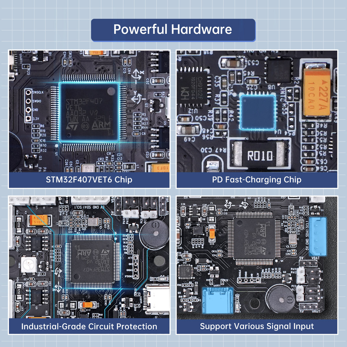 RRC Lite Controller with Built-in STM32 Chip, Supports Raspberry Pi 5 Power Supply Protocol, Integrated IMU, 4-Channel Encoder Motor Ports, Servo Ports, and USB