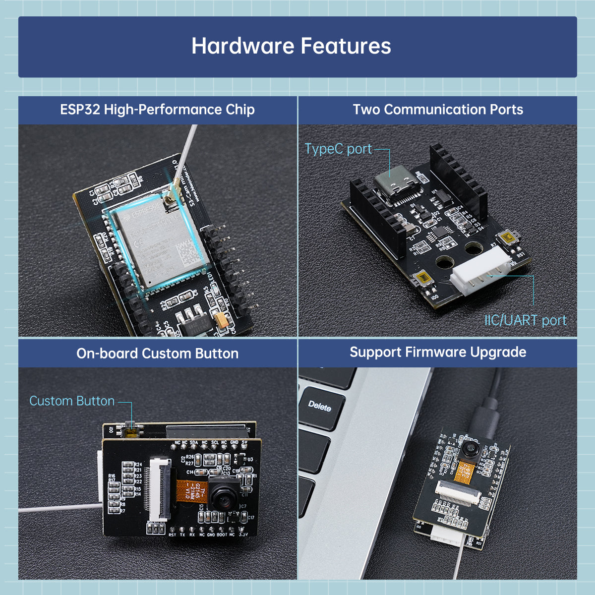 ESP32 S3-Cam AI Vision Module ESP32-S3 Chip WiFi Real-Time Image Transmis-sion for IoT, AI and Robot Development