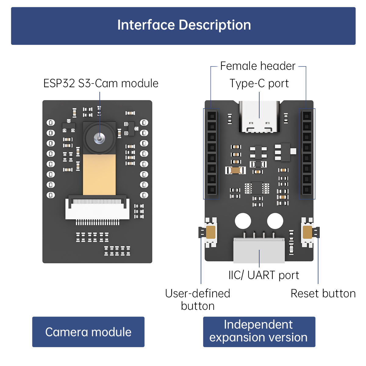 ESP32 S3-Cam AI Vision Module ESP32-S3 Chip WiFi Real-Time Image Transmis-sion for IoT, AI and Robot Development