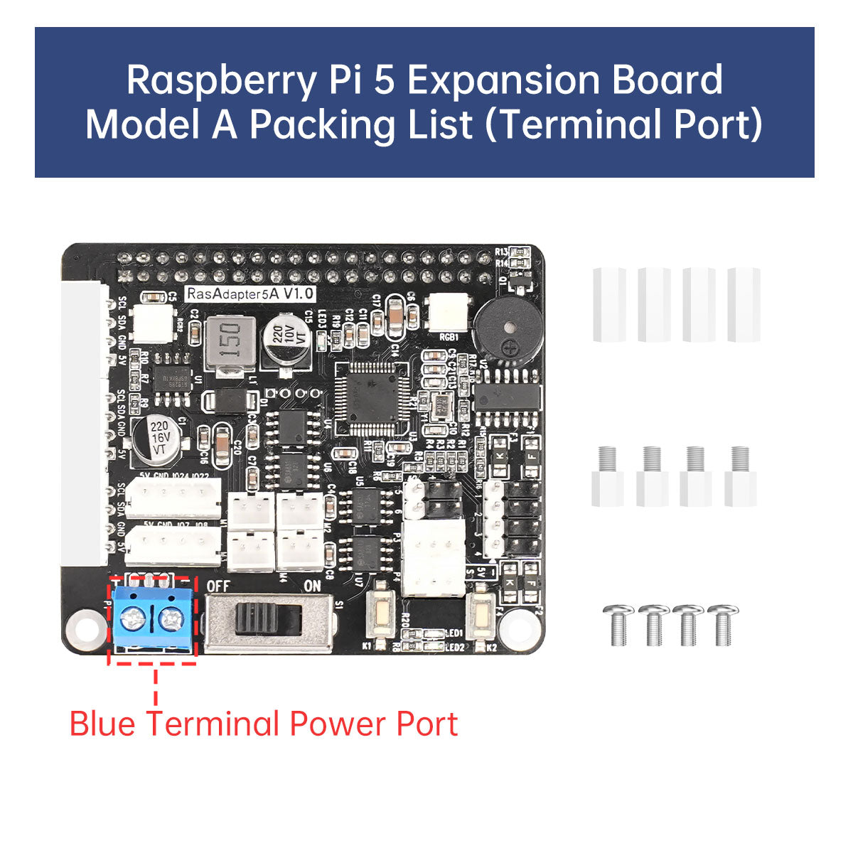 Raspberry Pi 5 Expansion Board, Servo Motor Driver, ROS Robot Manipulator Arm Smart Car Controller