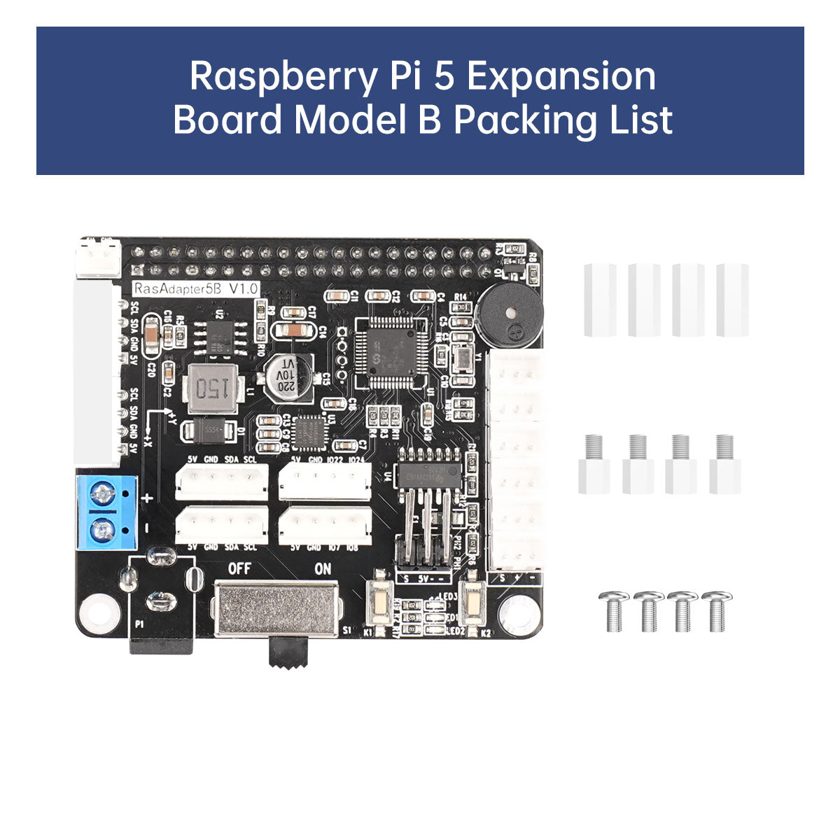 Raspberry Pi 5 Expansion Board, Servo Motor Driver, ROS Robot Manipulator Arm Smart Car Controller