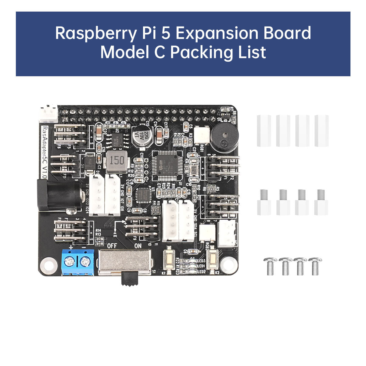 Raspberry Pi 5 Expansion Board, Servo Motor Driver, ROS Robot Manipulator Arm Smart Car Controller