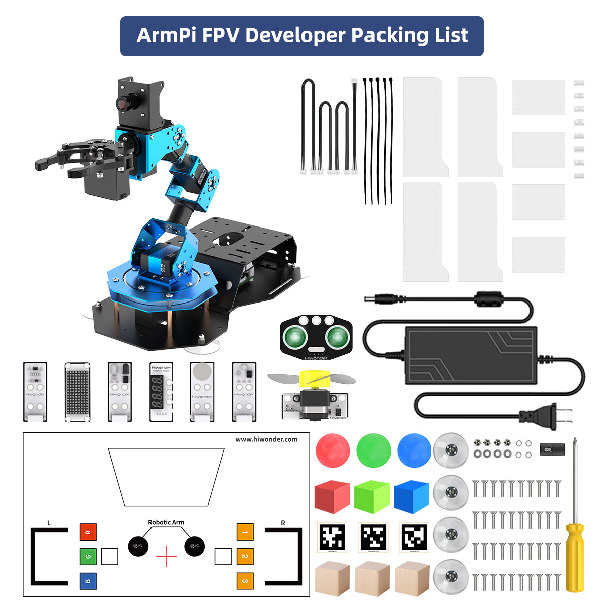 Hiwonder ArmPi FPV AI Vision Raspberry Pi 5 ROS Robotic Arm with Python Open Source