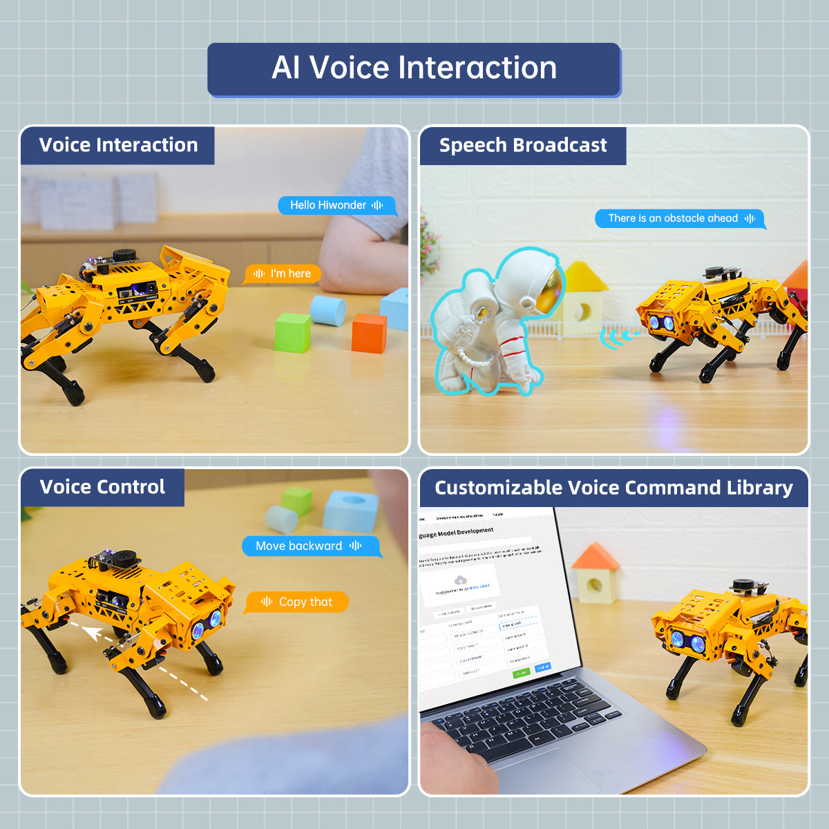 Hiwonder MechDog Pro Open Source AI Robot Dog with ESP32, Programmable in Python/Arduino/Scratch, Supports Robot Arm, IoT, AI Voice & Vision Interaction