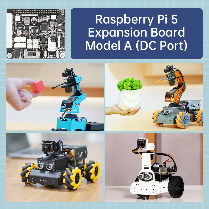 Raspberry Pi 5 Expansion Board, Servo Motor Driver, ROS Robot Manipulator Arm Smart Car Controller