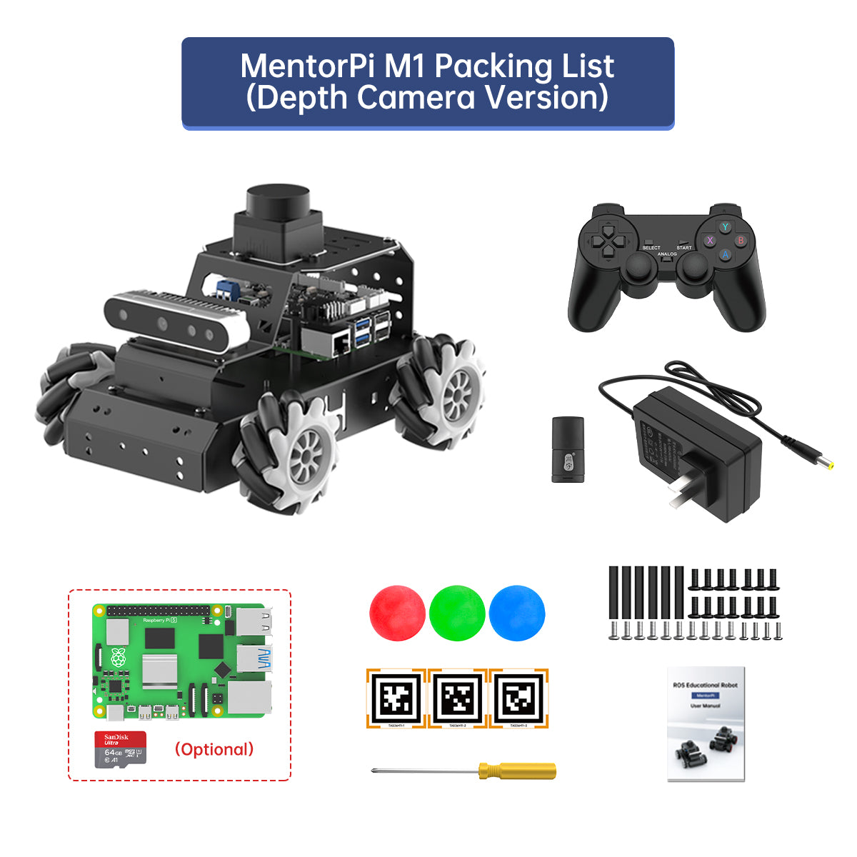 Hiwonder Raspberry Pi 5 Robot Car MentorPi M1 Mecanum-wheel Chassis ROS2-HUMBLE Support SLAM and Autonomous Driving