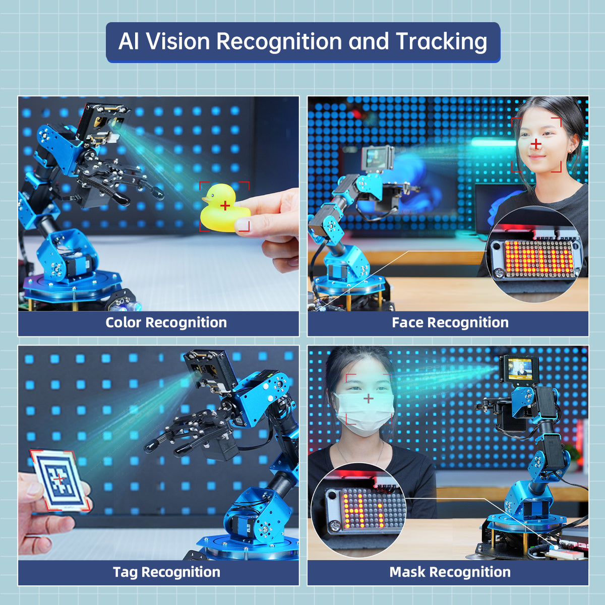 Hiwonder xArm AI Programmable Desktop Robot Arm with AI Vision & Voice Interaction, Supports Arduino, Scratch & Python, Sensor Expansion