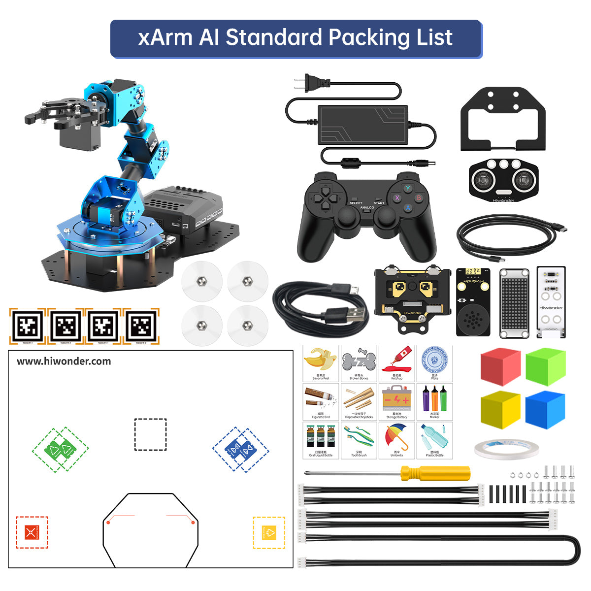 Hiwonder xArm AI Programmable Desktop Robot Arm with AI Vision & Voice Interaction, Supports Arduino, Scratch & Python, Sensor Expansion