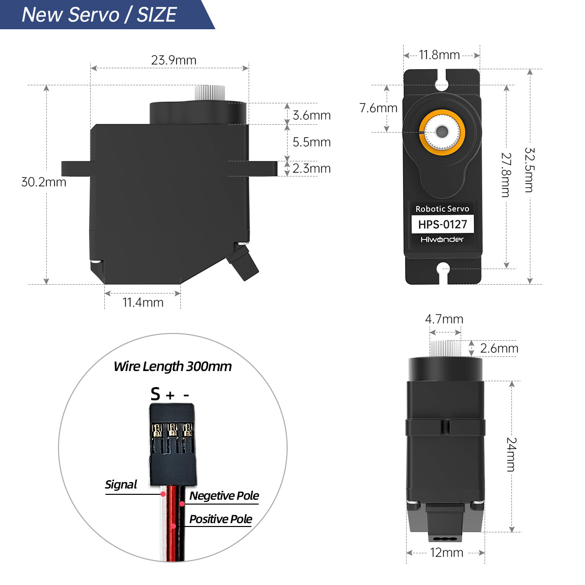 Hiwonder HPS-0127 Micro High-Speed Anti-Blocking Steering Servo, High Torque PWM Digital Servo, 270° Control Angle, Suitable for RC Cars/ Robotics DIY