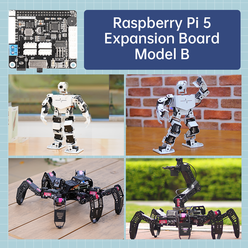 Raspberry Pi 5 Expansion Board, Servo Motor Driver, ROS Robot Manipulator Arm Smart Car Controller