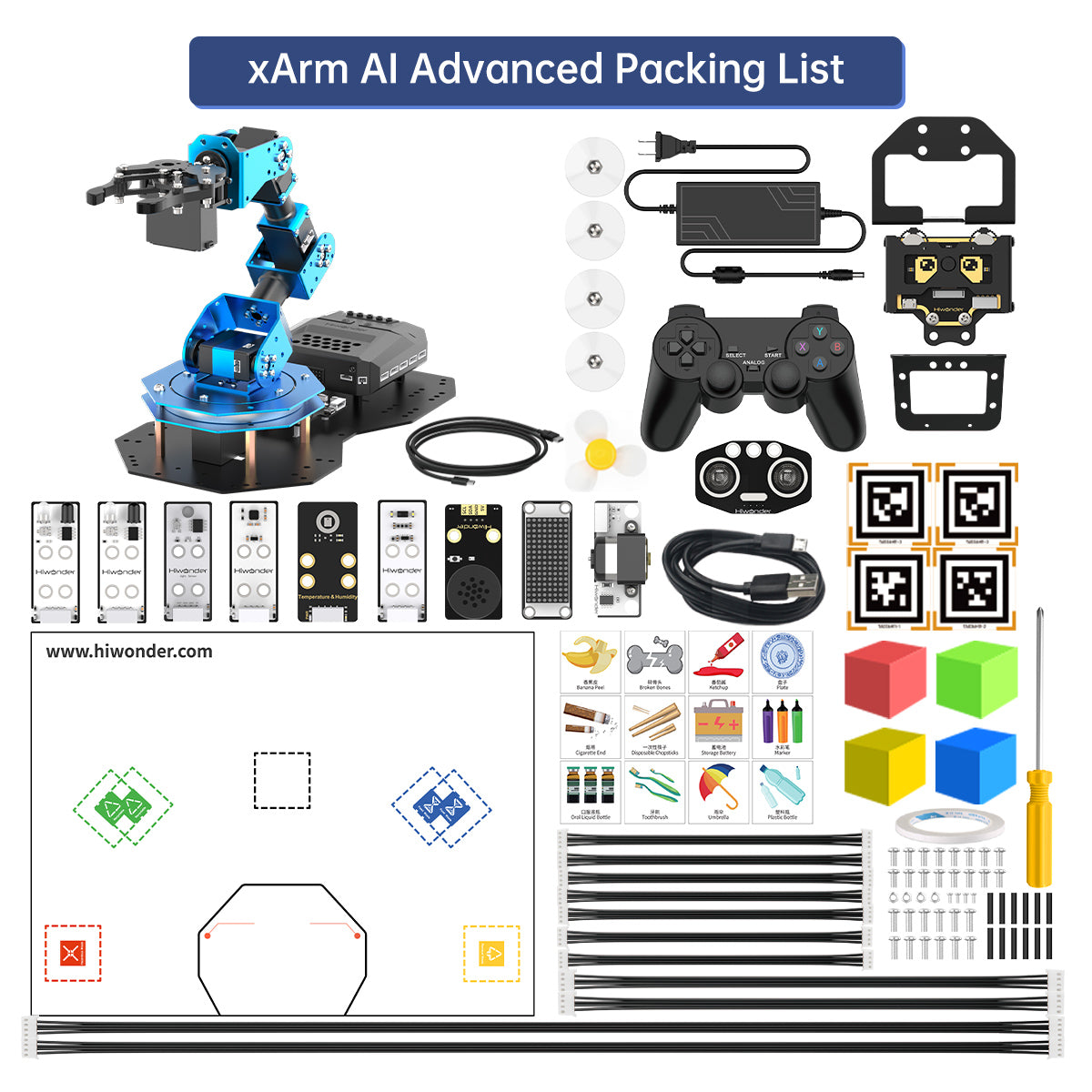 Hiwonder xArm AI Programmable Desktop Robot Arm with AI Vision & Voice Interaction, Supports Arduino, Scratch & Python, Sensor Expansion