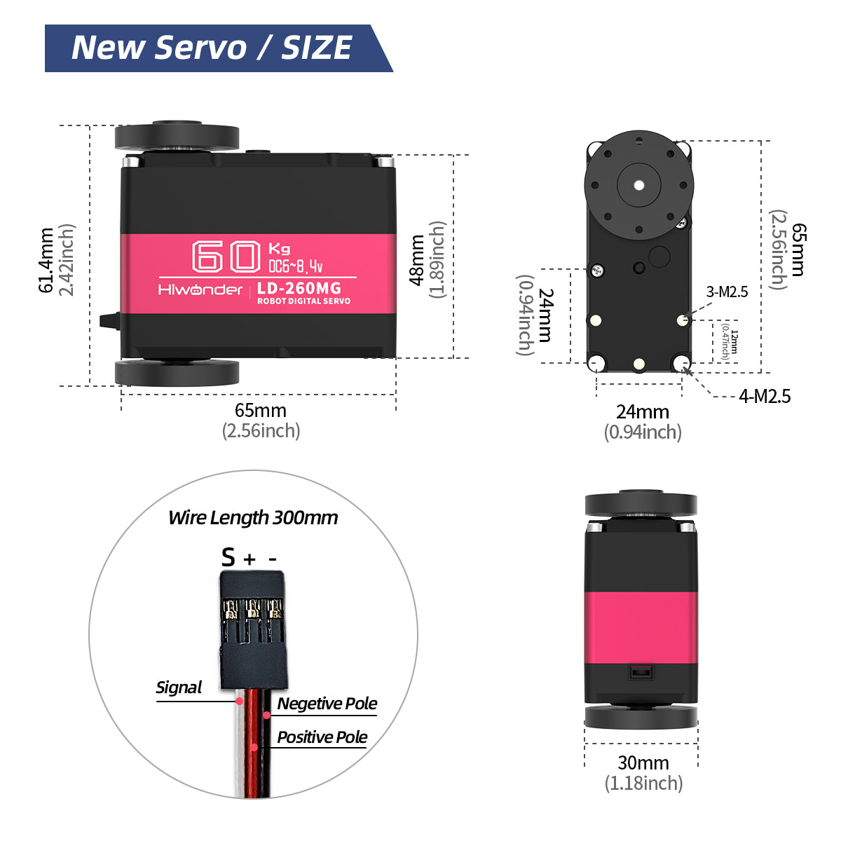 Hiwonder LD-260MG Digital Servo/60KG High Torque/RC Car/Double Shaft