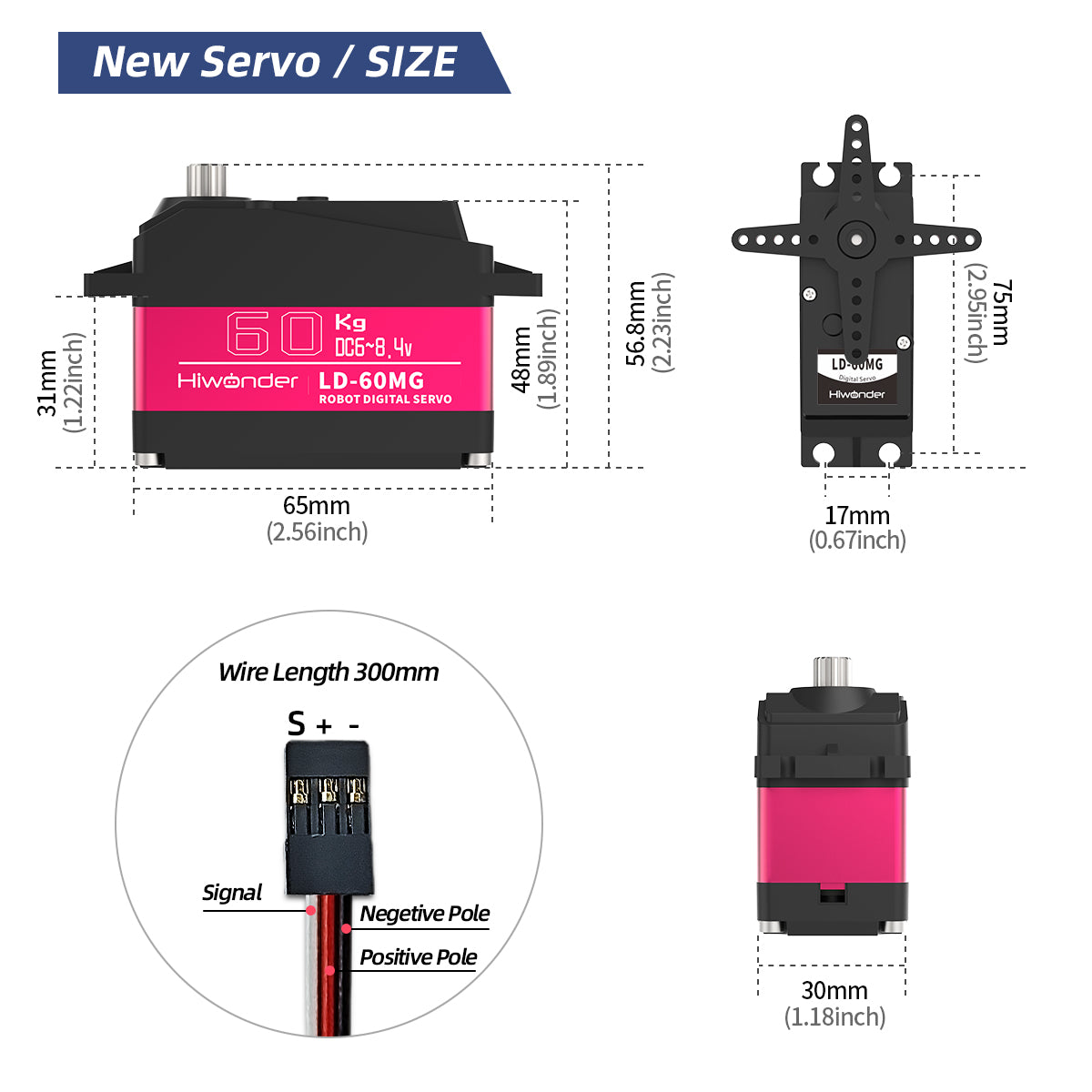 Hiwonder LD-60MG Digital Servo/60KG High Torque/RC Car/Single Shaft