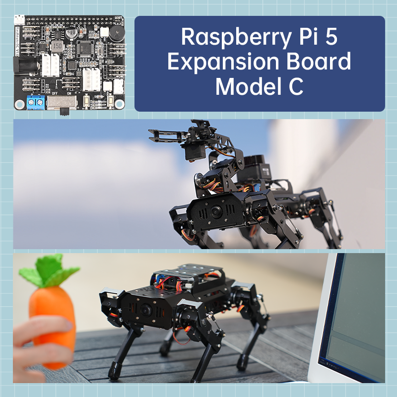 Raspberry Pi 5 Expansion Board, Servo Motor Driver, ROS Robot Manipulator Arm Smart Car Controller