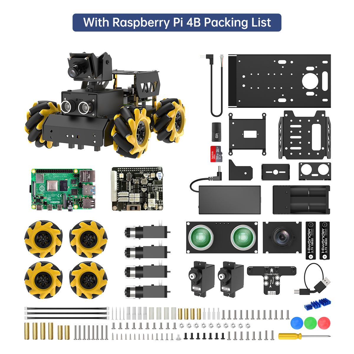 Hiwonder TurboPi Raspberry Pi 5 Omnidirectional Mecanum Wheels Robot Car Kit with Camera, Open Source, Python for Beginners