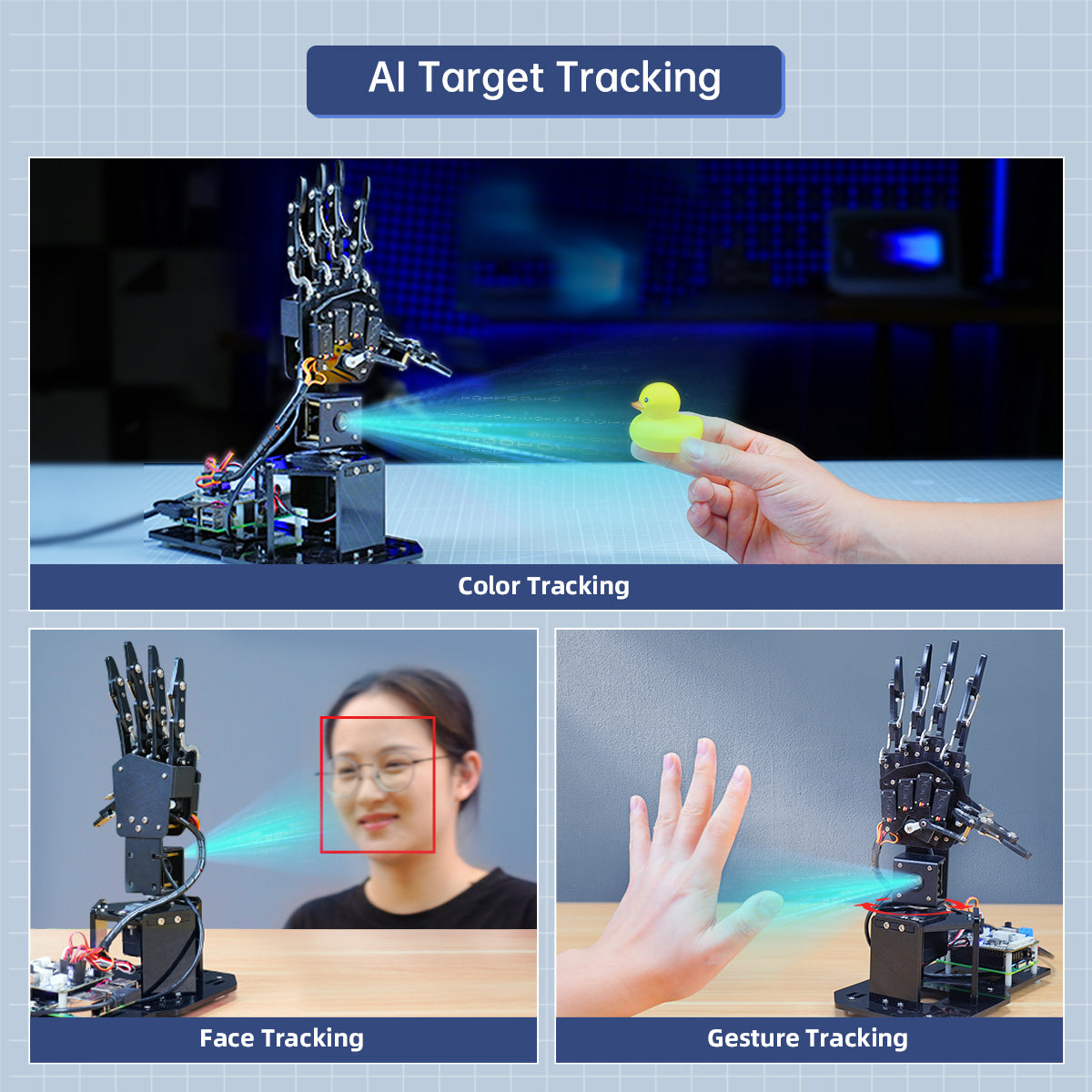 Hiwonder uHandPi Raspberry Pi Robotic Hand, AI Vision Recognition and Tracking, Python Programming, Deep Learning