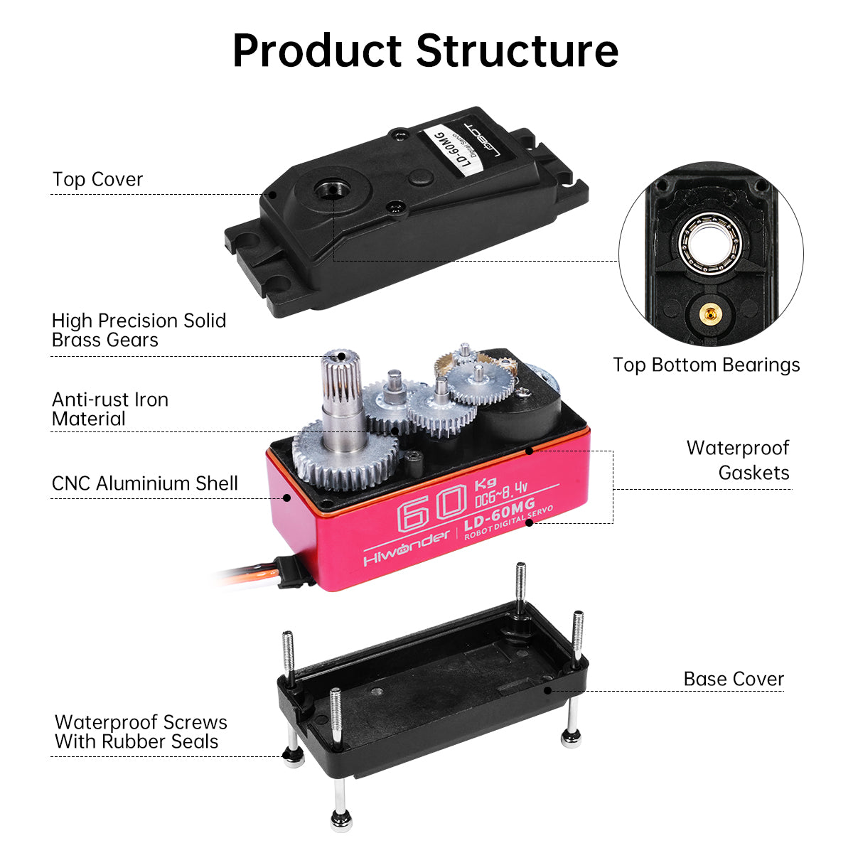 Hiwonder LD-60MG Digital Servo/60KG High Torque/RC Car/Single Shaft