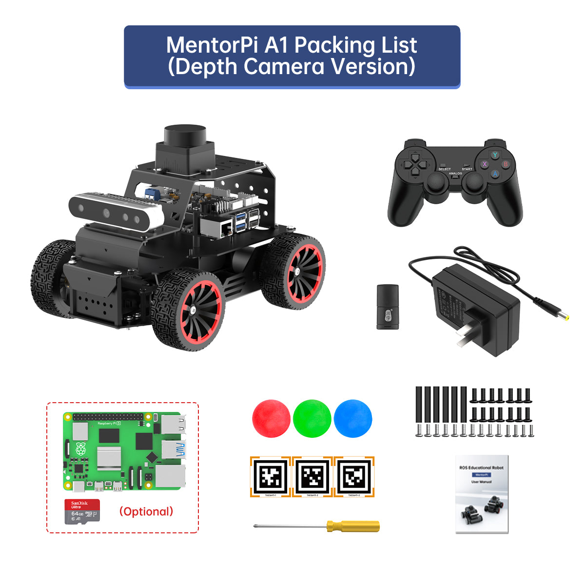 Hiwonder Raspberry Pi 5 Robot Car MentorPi A1 Ackerman Chassis ROS2-HUMBLE Support SLAM and Autonomous Driving