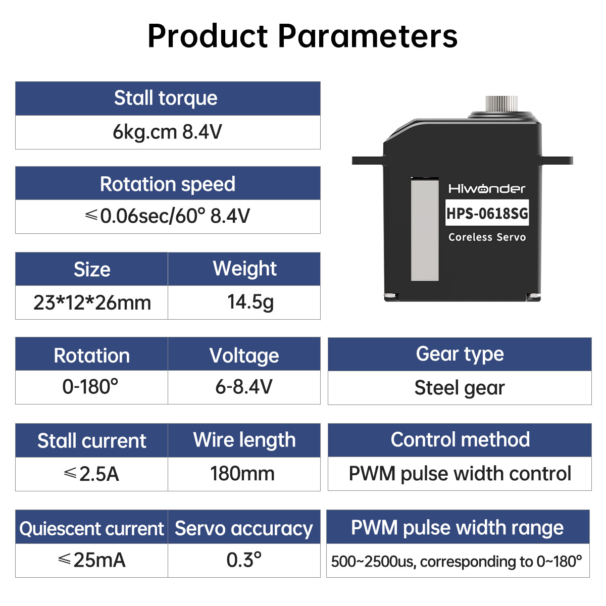 Hiwonder HPS-0618SG Micro High Speed Coreless Digital Servo Stainless Steel Gear for Quadruped Robot Dog