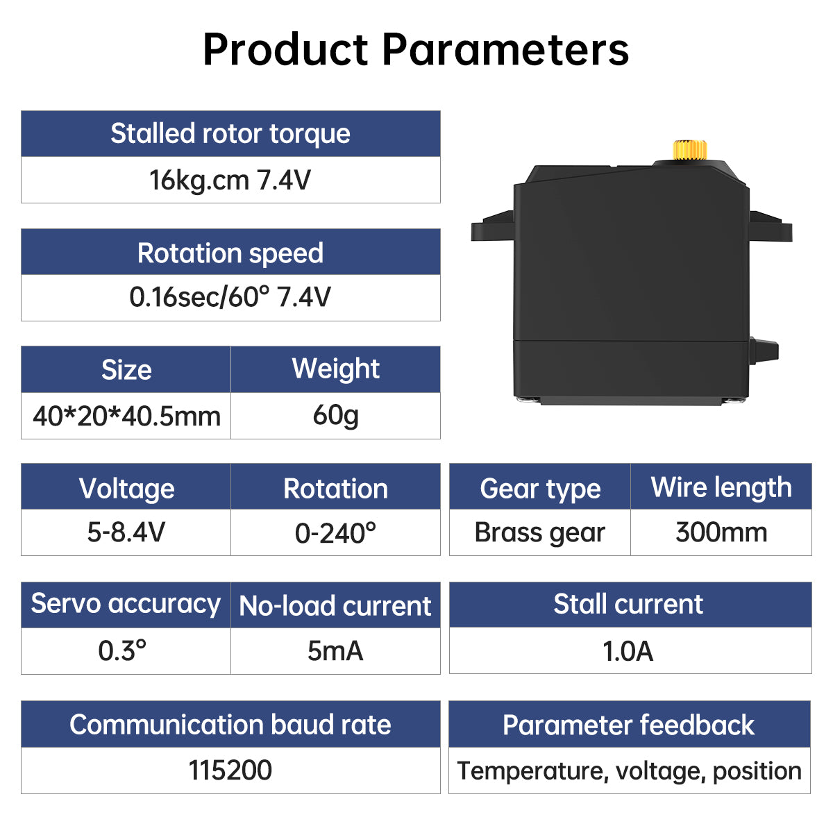 Hiwonder Anti-burning and Anti-blocking Serial Bus Servo HTS-16L Intelligent Serial Port High Torque High Precision with Feedback Dedicated for Robot Gripper Claw