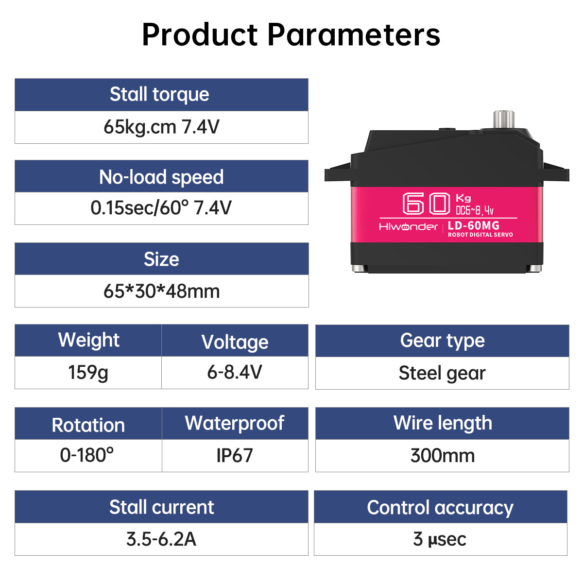 Hiwonder LD-60MG Digital Servo/60KG High Torque/RC Car/Single Shaft