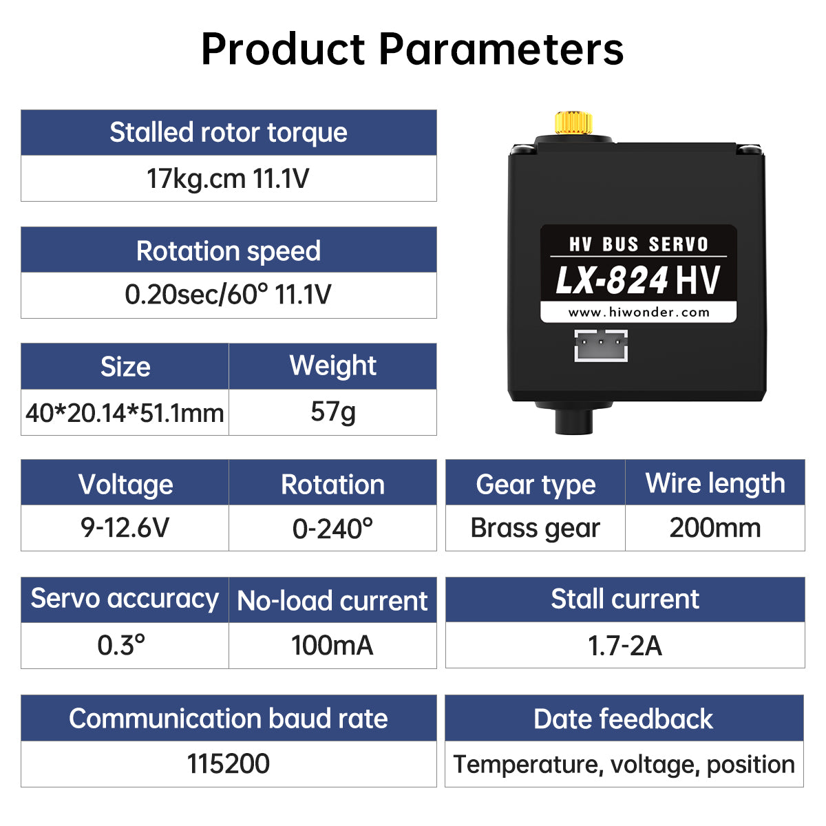 Hiwonder LX-824HV Three Connectors High Voltage Bus Servo