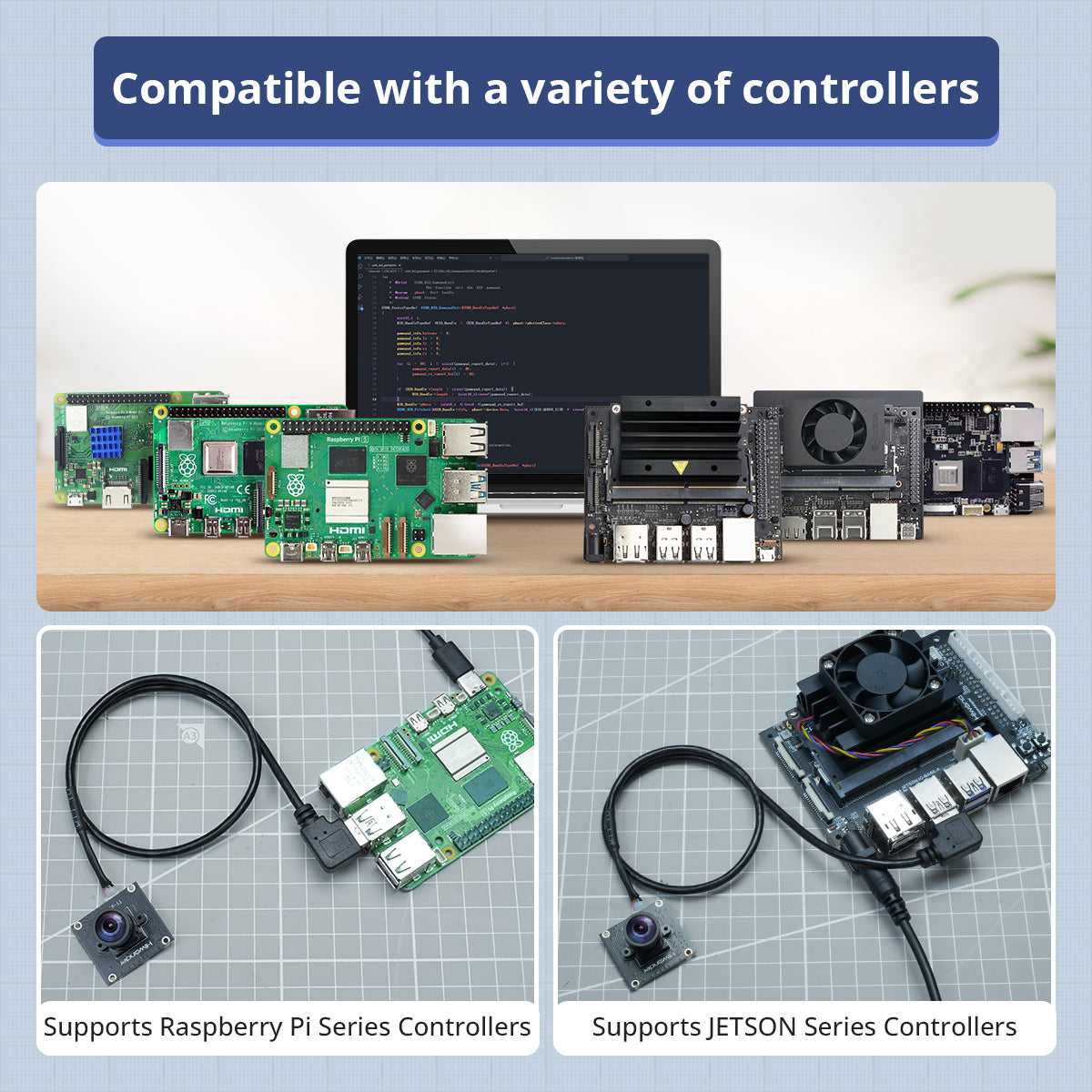 8-Megapixel USB Wide-Angle Camera, 160° FOV, Driver-Free, Compatible with ROS Robots, Raspberry Pi and Jetson Controllers