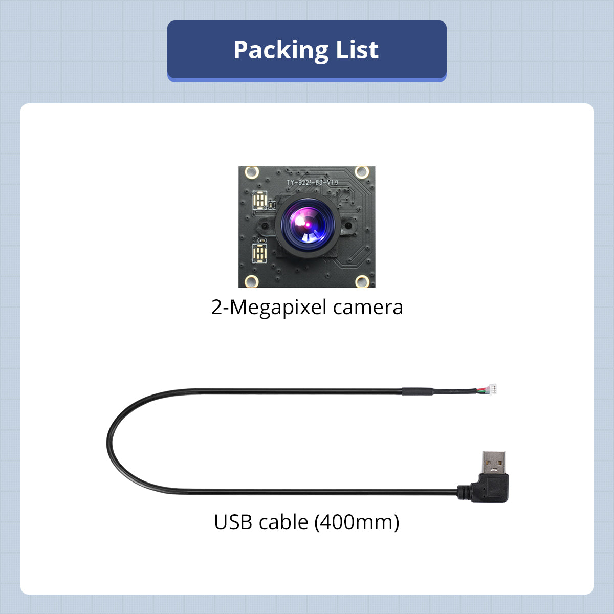 2-Megapixel USB Wide-Angle Camera, 160° FOV, Driver-Free, Compatible with ROS Robots, Raspberry Pi and Jetson Controllers