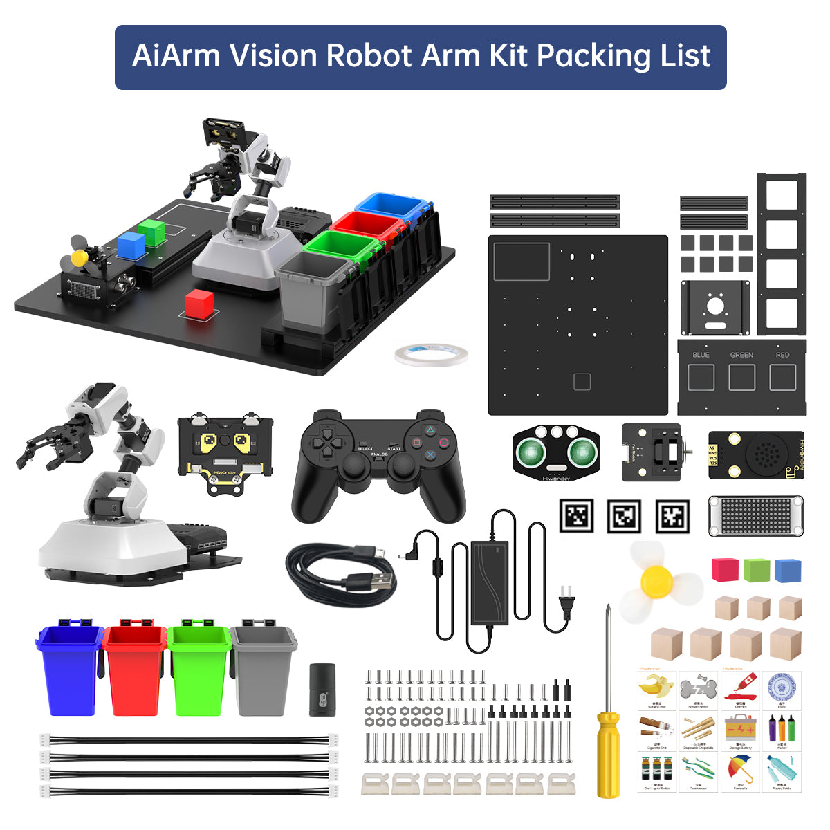 Hiwonder AiArm Vision Robot Arm Kit for Education Demonstration Support Scratch and Python