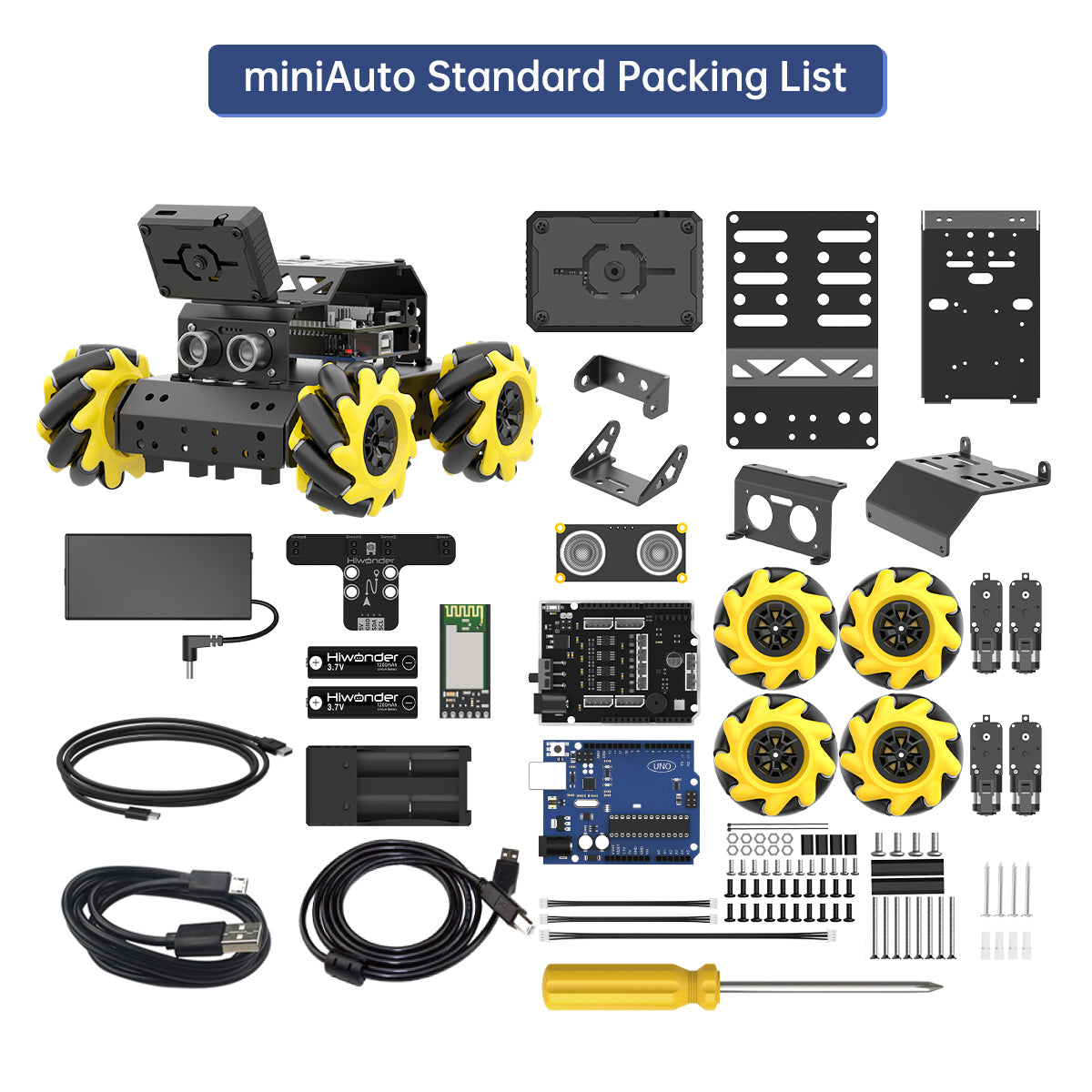 Hiwonder miniAuto AI Vision Robot Base on Arduino UNO R3 Controller with 360° Omnidirectional Mecanum Wheels, Supports Arduino Programming