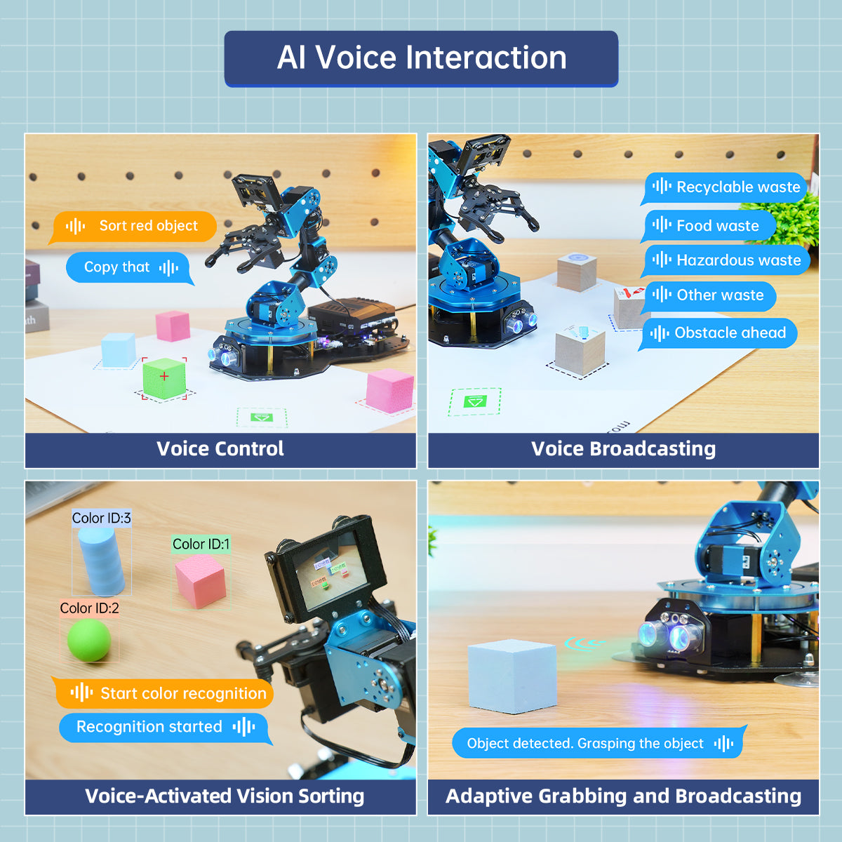 Hiwonder xArm AI Programmable Desktop Robot Arm with AI Vision & Voice Interaction, Supports Arduino, Scratch & Python, Sensor Expansion