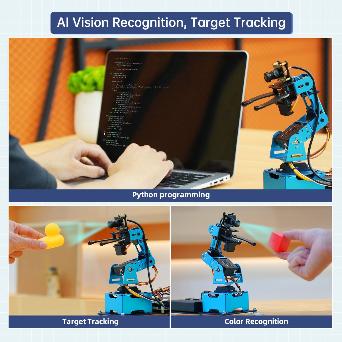 Hiwonder ArmPi mini 5DOF Vision Robotic Arm Powered by Raspberry Pi 5 Support Python, OpenCV Target Tracking for Beginners