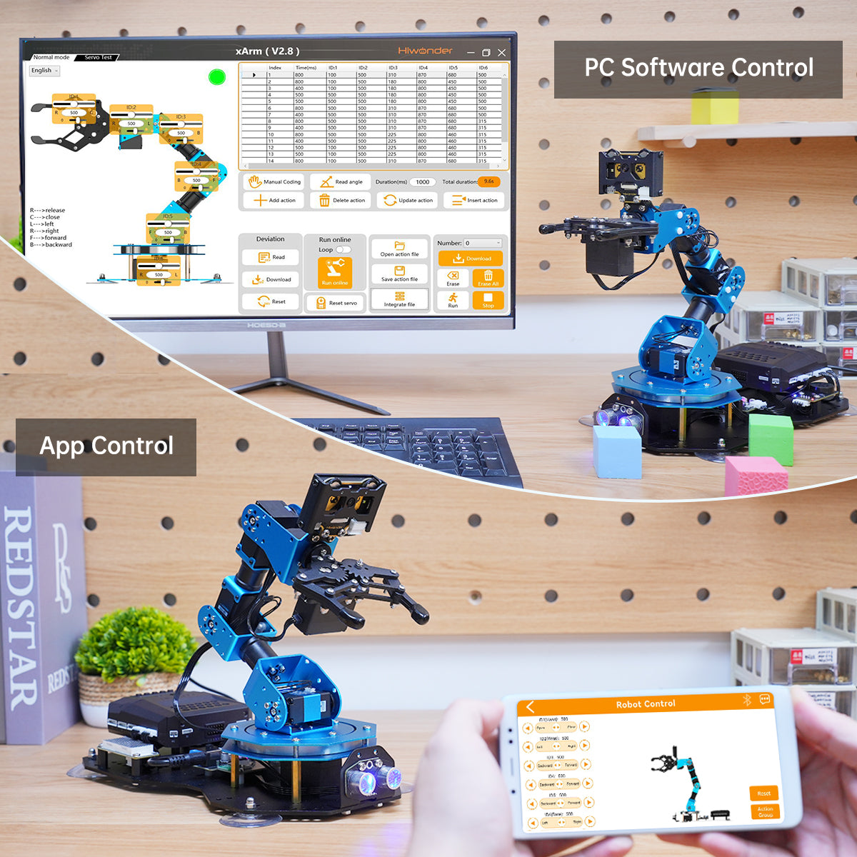 Hiwonder xArm AI Programmable Desktop Robot Arm with AI Vision & Voice Interaction, Supports Arduino, Scratch & Python, Sensor Expansion